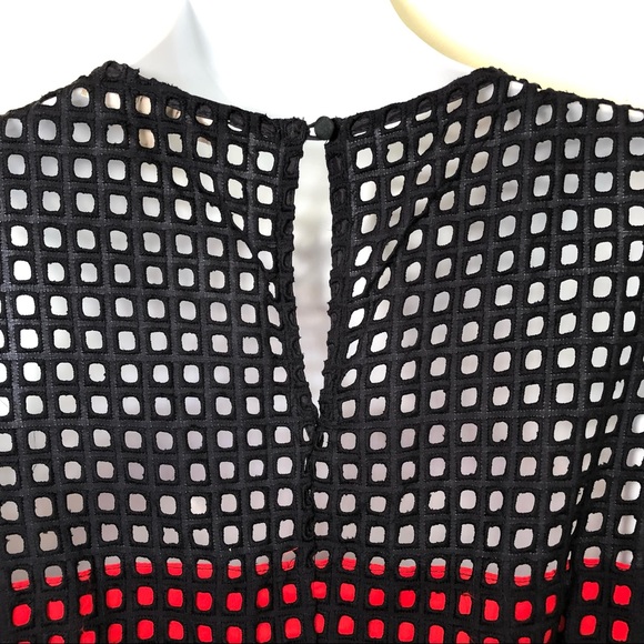 Banana Republic Navy & Red Fit & Flare A-Line Net Overlay Dress - Picture 7 of 8